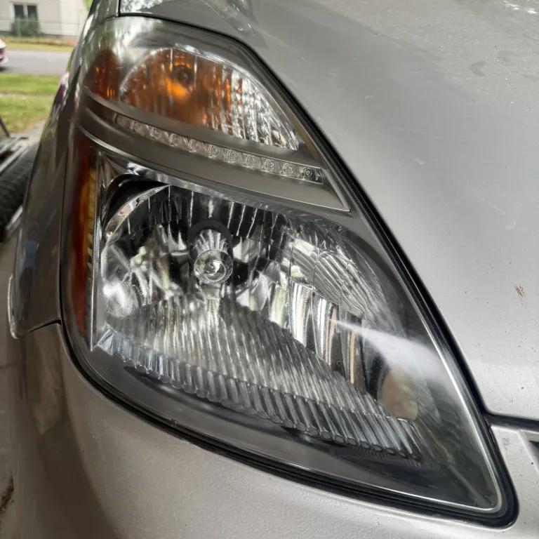 The same Prius headlight after restoration, crystal clear